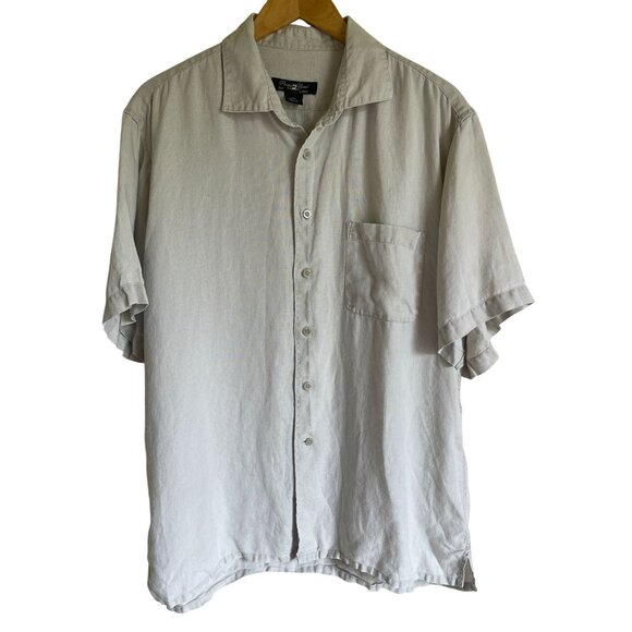 Pronto Uomo 100% Linen Size XL Collared Button Up Short Sleeve Shirt Beachy Coas - Picture 1 of 7